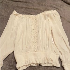 white off the shoulder long sleeve top
